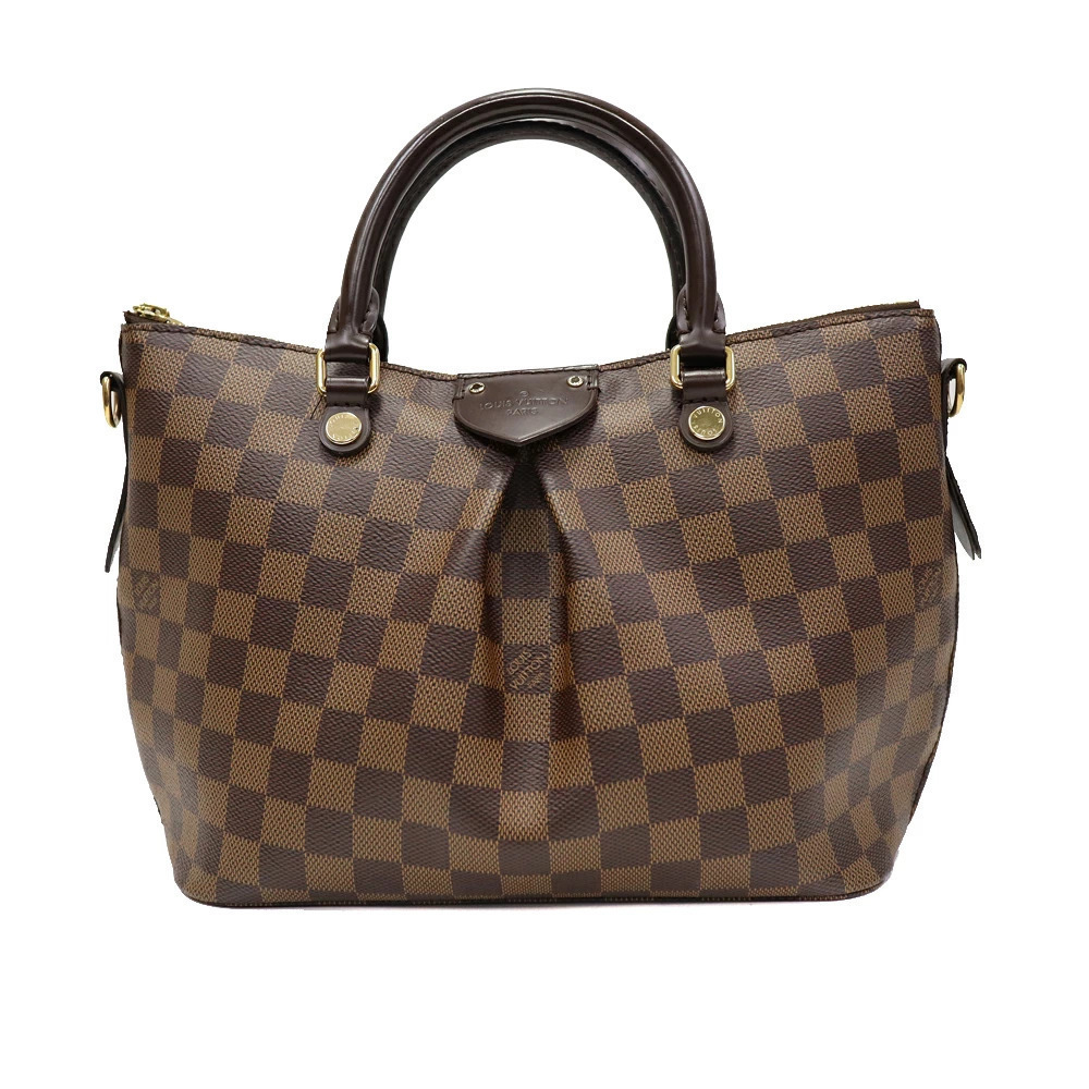 Louis Vuitton Siena Top Handle Bag Damier Canvas Leather Brown